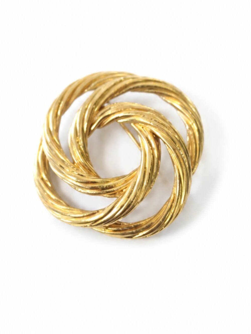Monet Gold Tone Swirl Knot Brooch Pin Vintage Designer Statement 1.5"